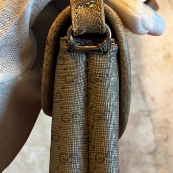 Gucci Gray/Blue Monogram Shoulder Bag with Silver Accents - Picture 5 of 12